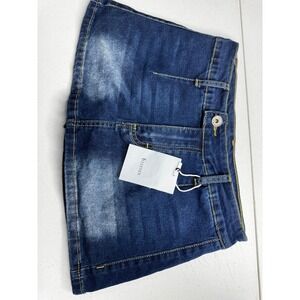 Elleven Denim Skort Dark Wash Faded Mini Skirt Shorts‎ XS E226